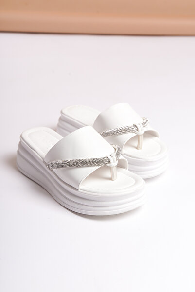SEEM & BE Maria High-Sole Flip Flops with Shiny Stone Detail