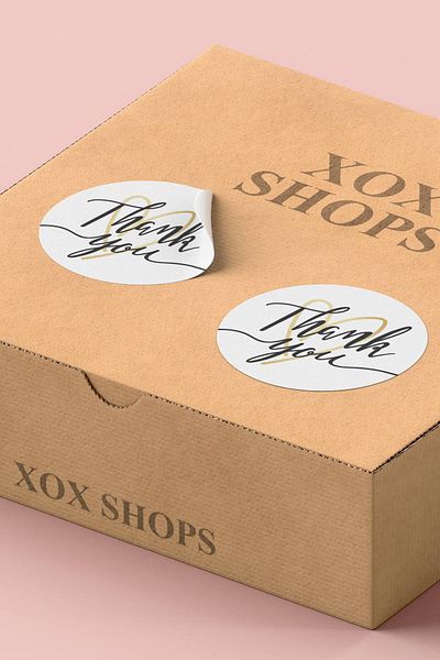 Basic Sense Coated Thank You Sticker Thanks Packaging Product Label Black with Yellow Heart - 3x3cm 90 Pieces - ST2080