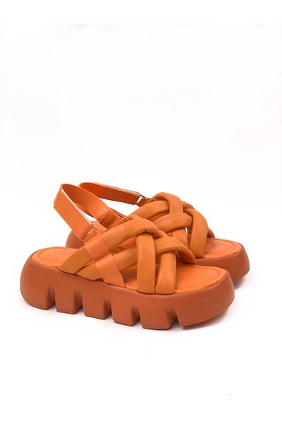 bescobel Dámské sandály Penny Orange s vysokou podrážkou