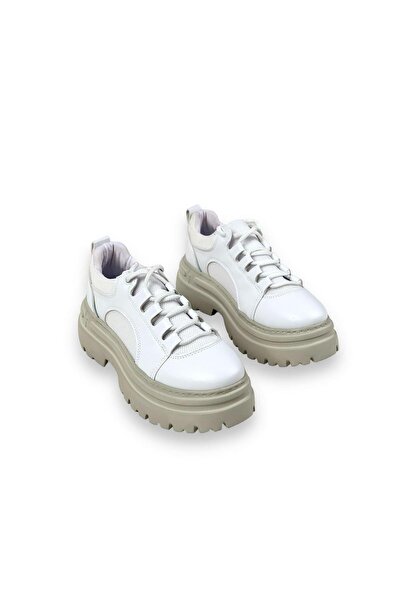 bescobel Kadın Zalta Beyaz KonforTaban Fileli Yazlık Günlük Yürüyüş Spor Sneaker 6 CM SPZ01