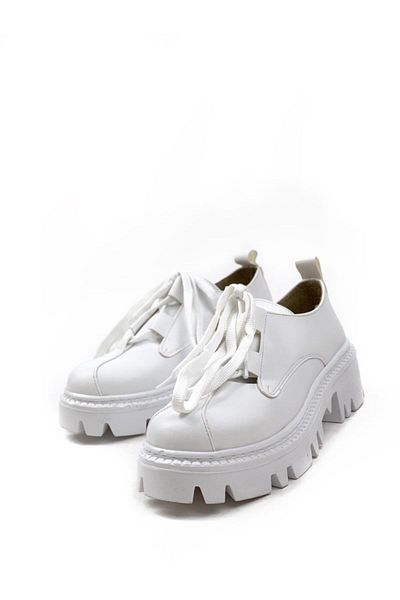 bescobel Women's White Renga Lace-up Daily Walking Shoes 105