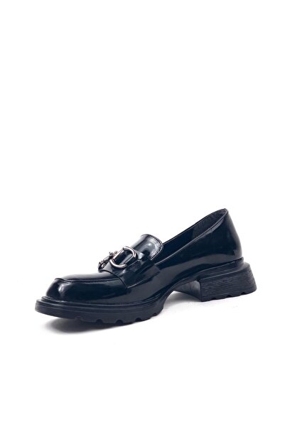 bescobel Kadın Sİyah Merta Tokalı Rugan Leofer Makosen Günlük Ayakkabı