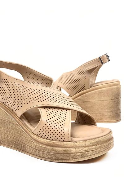 bescobel Women's Nut Vender High Heel Platform Orthopedic Sole Sandals