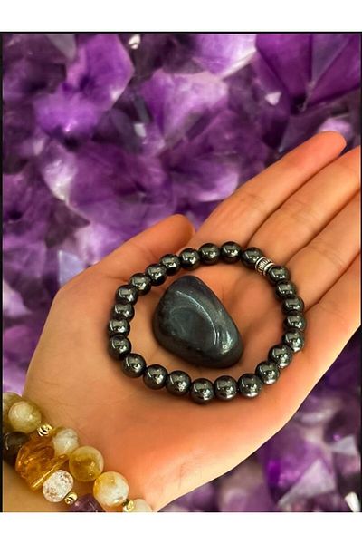 DOĞAL TAŞ CENNETİ Hematite 8mm Drum Stone| Certified