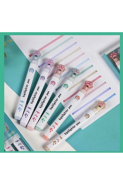 Adil Baba Cat Claw Paw Shaped 6-Piece Highlighter Set