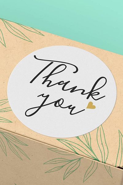 Basic Sense Thank You Sticker Thanks Packaging Packaging Product Label Coated Black - 3x3cm 90 Pieces - ST2062