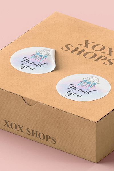 Basic Sense Coated Thank You Sticker Packaging Shipping Packing Thanks Label Lilac Blue - 3x3cm 90 Pieces - ST2056
