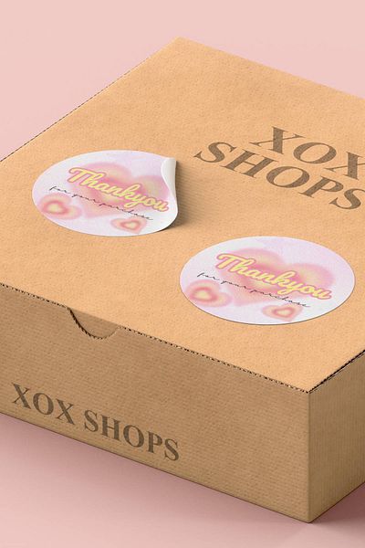 Basic Sense Thank You Sticker Packaging Shipping Product Thank You Label Pink Yellow Heart - 3x3cm 90 Pieces - ST2051