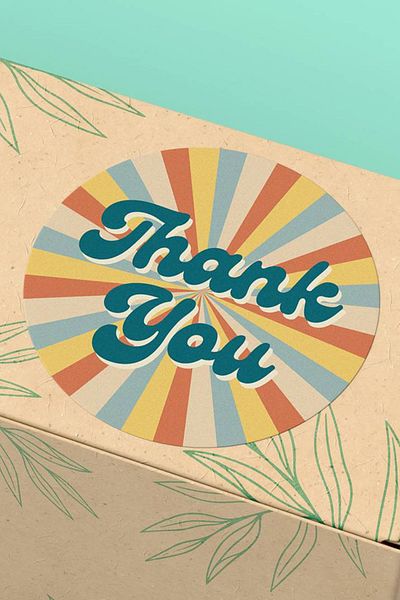 Basic Sense Coated Thank You Sticker Thanks Packaging Packaging Label Orange Yellow - 3x3cm 90 Pieces - ST2067