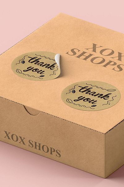 Basic Sense Thank You Sticker Thanks Packaging Packaging Product Label Kraft Look - 3x3cm 90 Pieces - ST2063