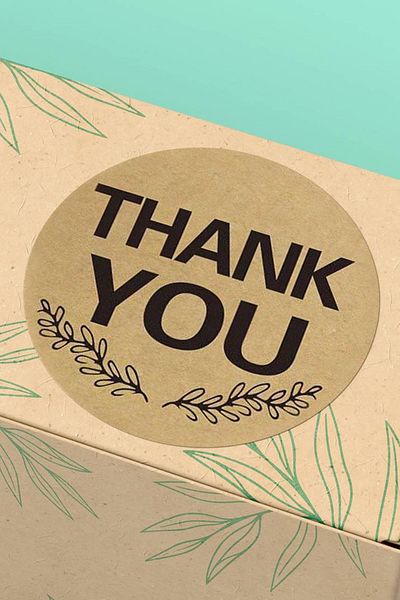 Basic Sense Thank You Sticker Thanks Packing Label Kraft - Craft Looking - 3x3cm 90 Pieces - ST2071