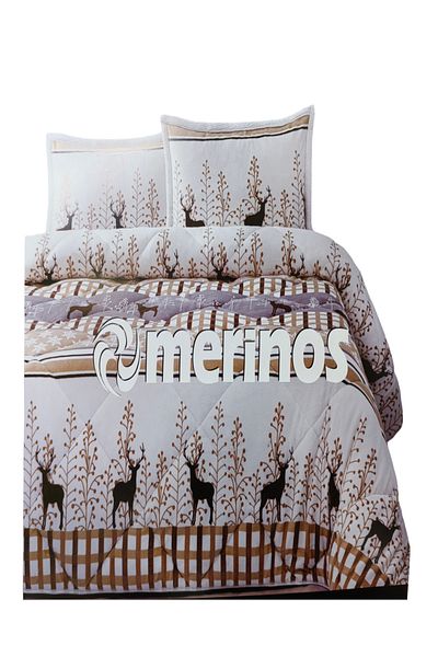 Merinos Comforter Quilt Set Single Deer Beige