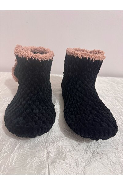 MERUT STYLE HAYATINI RENKLENDİR El Örgüsü Ev Botu Panduf Kadife Ip Yandan Düğmeli