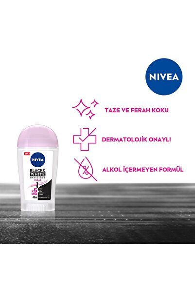 NIVEA Kadın Stick Deodorant Black&white Invisible Clear 50 ml