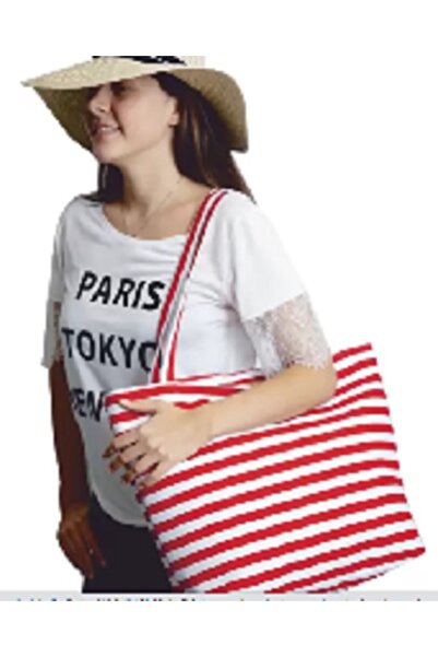 Bay Şapkacı Beach Shoulder Women's Inner Lined Zipper Bag with Pockets