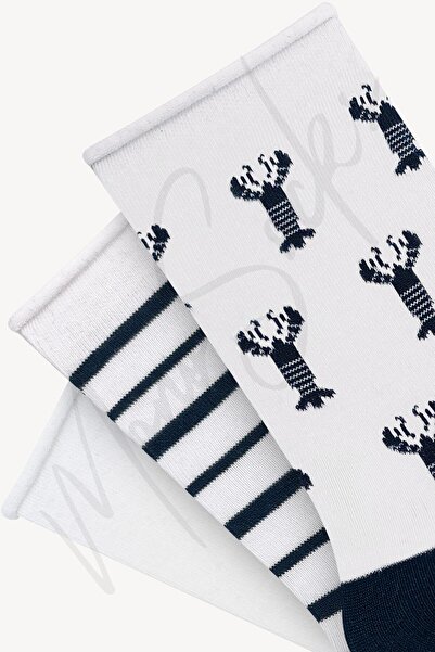 Mono Socks Pack of 3 Lobster Patterned Elasticless Bamboo Socks