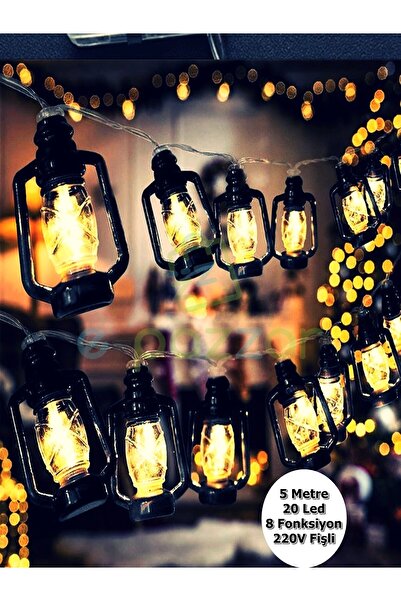 epazzar Retro Nostaljik Siyah Kandil Lambaları Konsept Süsleme 5 Mt. 20 Led 8...