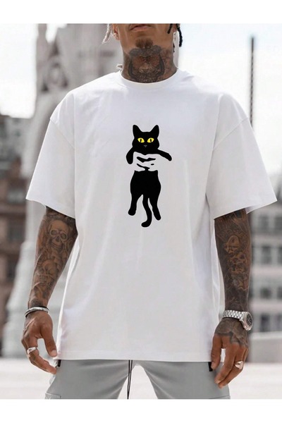 BEETON Μπλουζάκι με μοτίβο γάτας - Μπλουζάκι με κοντό μανίκι με λαιμόκοψη σε ...