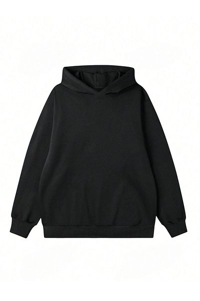 BEETON Hanorac de iarnă gros cu snur cu 2 fire Peace Design - Hanorac cu glugă supradimensionat, negru, imprimat