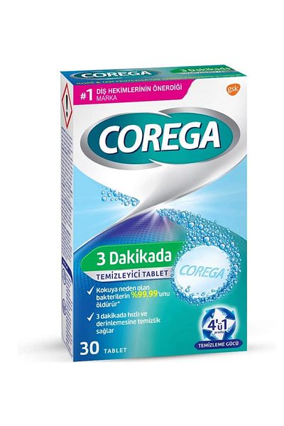 Corega قرص تنظيف وتبييض البشرة 30 قطعة-MFREYON00418