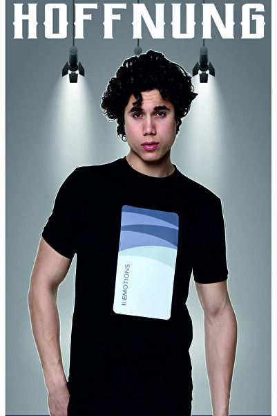 HOFFNUNG Μπλουζάκι Mobile Emotions Ψηφιακή εκτύπωση 100% βαμβακερό λεπτή εφαρμογή Slim Fit Crew λαιμόκοψη κοντομάνικο μπλουζάκι