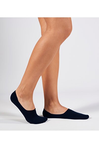 Forwena Комплект от 3 тъмносини безшевни невидими чорапи от модал без ластик за жени