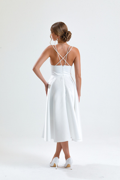 Tangül&Ali'S Moda Evi Beyaz Midi Elbise