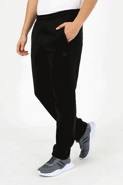 Escetic Black Men's Casual Fit 3 Thread Fleece Inside Winter Thick Sports Sweatpants B1294