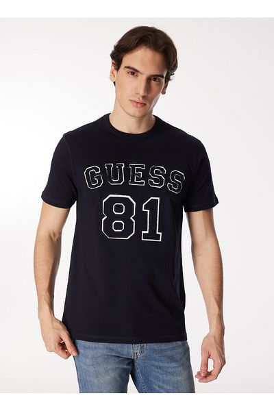 Guess Ανδρικό μπλουζάκι με λαιμόκοψη με στάμπα Navy Blue M4RI22K8FQ4G7V2_SS CN GUESS 81 PATC