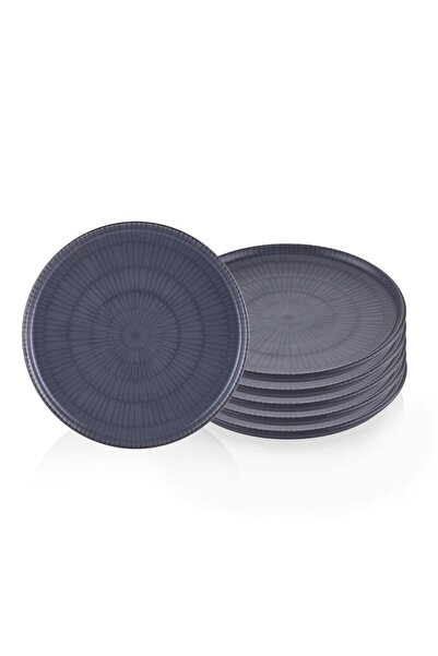 The Mia Noon Pasta Tabağı 6lı Set Gri 19 cm