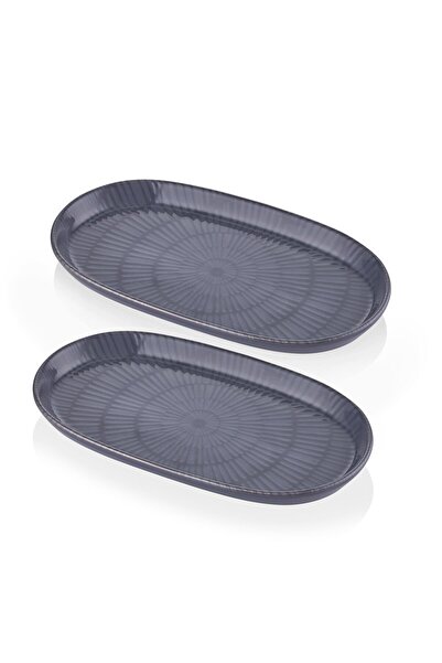 The Mia Noon Oval Servis 2li Gri 29 Cm