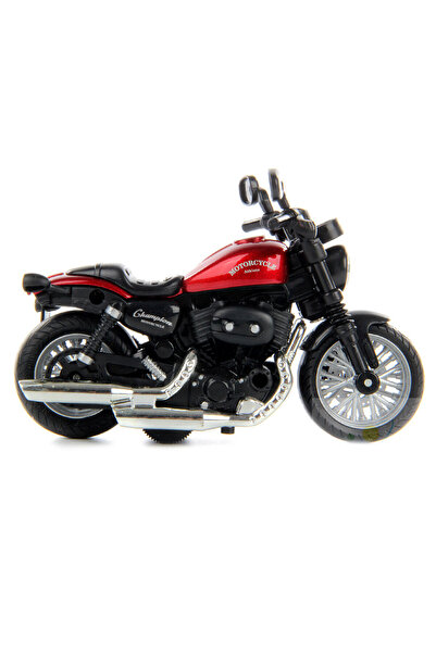 Toyaş Pull Drop1:14 Die-Cast Clasic Motorcycle Gift Chopper Motor Claret Red Toy Motorcycle