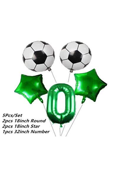 BEST PARTİ DOĞUM GÜNÜ PARTİ SÜSLERİ Green Star Football Themed Balloon Set - ...