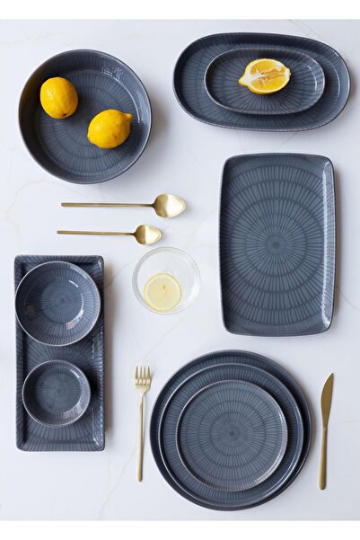 The Mia Noon Dikdörtgen Servis Gri 34x25 cm