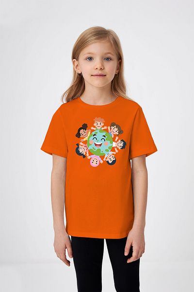 ADABEBEK Hand in Hand World Kids Patterned April 23 Special Printed Girl's T-Shirt