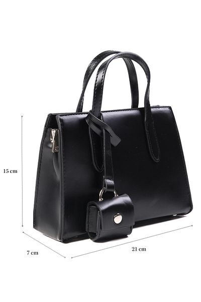 Mio Gusto Black Color Mini Wallet Small Size Women's Hand and Shoulder Bag with Accessories