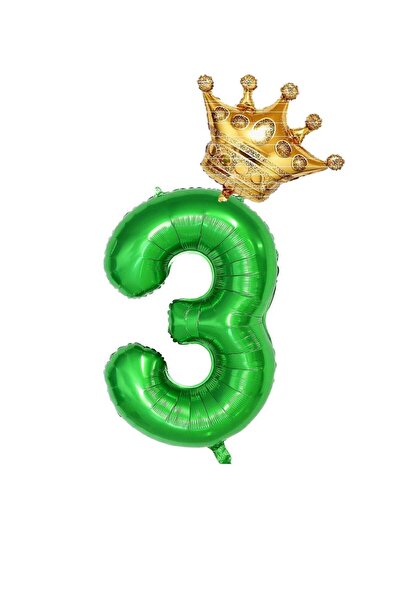 Generic Brand 3 Figures Dark Green and King Crown Foil Balloon Set