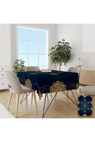 yok yok evim eve dair her şey Față de masă specială cu tematică Ramadan, cu detalii aurii