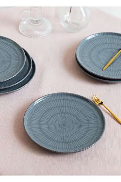 The Mia Noon Pasta Tabağı 6lı Set Gri 19 cm
