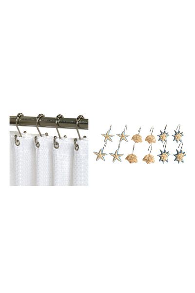 Bosphorus 12-Piece Shower Curtain Insert Ring Oyster Figured JM-SCH004
