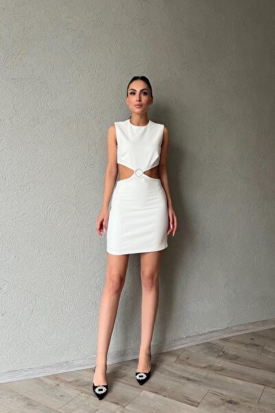 Seda Yalçın Atelier Ecru Window Buckle Detailed Design Dress