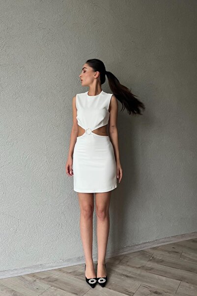 Seda Yalçın Atelier Ecru Window Buckle Detailed Design Dress