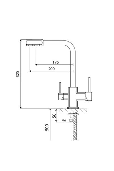 Ervu Yapı White Purified Square Sink L Pipe Kitchen Faucet (Hot Cold Inlet, Brass Material) 5 Years Warranty