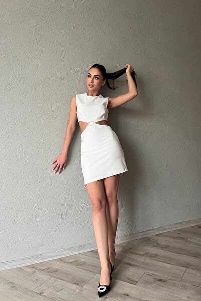 Seda Yalçın Atelier Ecru Window Buckle Detailed Design Dress