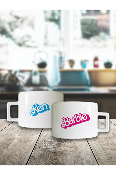 ultima bala İkili Ken & Barbie Baskılı Nescafe Kupa Bardak
