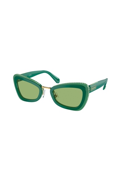 Swarovski SK60121014/252 Kadın Güneş Gözlüğü Yeşil Kemik Çerçeve Yeşil Lens U...