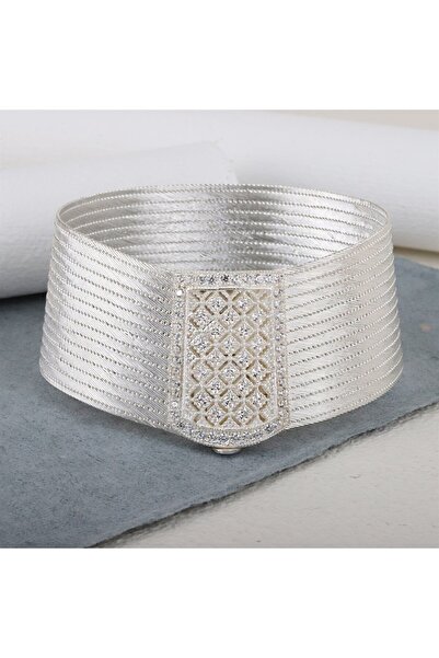 bestmysilver Kadın Gümüş Prenses Toka 15 Sıra Trabzon Hasır Bileklik