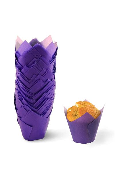 Trend Hediye Sepeti 200 Purple Tulip Capsule Muffin Cake Molds - Tulip