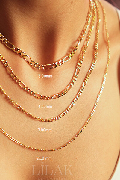 LİLAK KUYUMCULUK 14 Ayar Altın Figaro Zincir Kolye 2,10mm