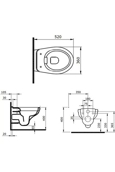 Bocchi Taormina Pro Rimless Asma Klozet Parlak Beyaz Kapak Dahil 1451-001-0128